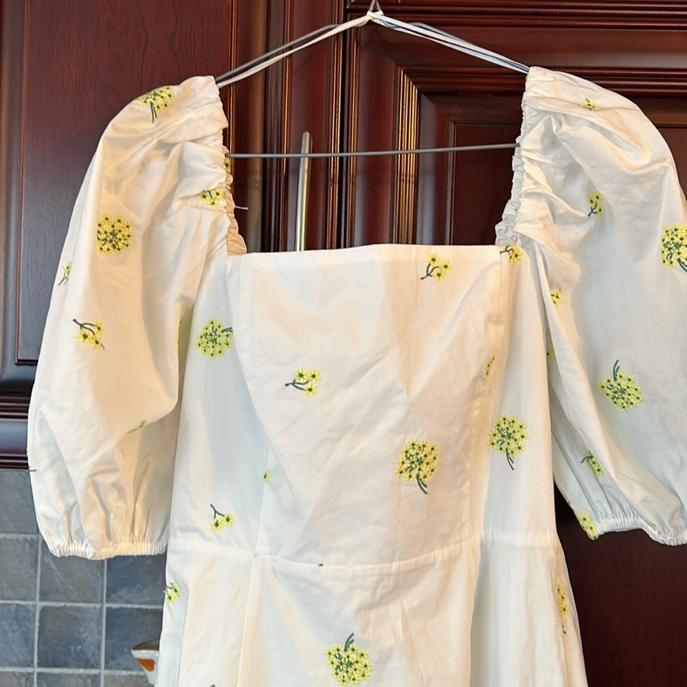 #106 - ZARA White Embroidered Poplin Long Dress -  Size Small - Picture 10 of 15
